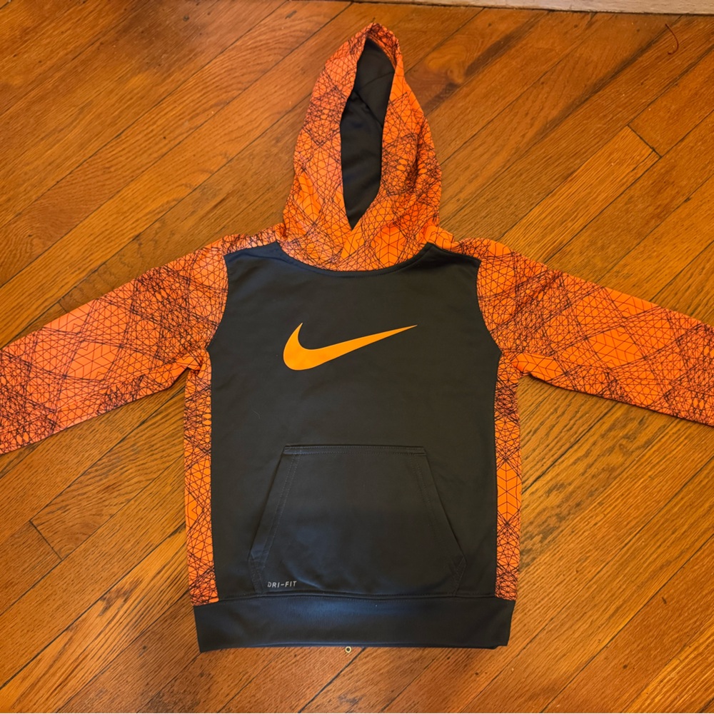 Nike Dri-Fit Kids 5/6 Orange and Charcoal Grey Hoodie